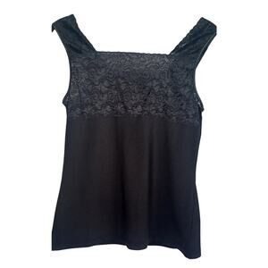 Christopher & Banks Black Lace Yoke Cami Tank Top Whimsigoth Romantic Coquette